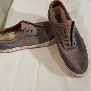 Polo Ralph Lauren Mens slip ons size 9 gray & red